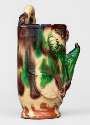 Fine Shenandoah Valley Multi-Glazed Redware Wall Pocket, attrib. J. Eberly, Strasburg, VA