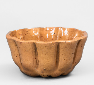 Glazed JOHN BELL Redware Pudding Mold, Waynesboro, PA c1840-80