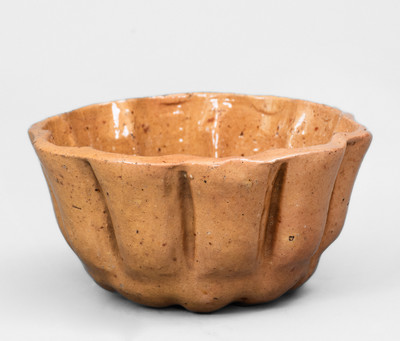 Glazed JOHN BELL Redware Pudding Mold, Waynesboro, PA c1840-80