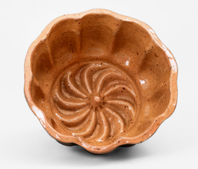 Glazed JOHN BELL Redware Pudding Mold, Waynesboro, PA c1840-80