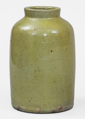 Scarce JOHN BELL, Waynesboro, PA Copper-Glazed Stoneware Canning Jar, c1840-80