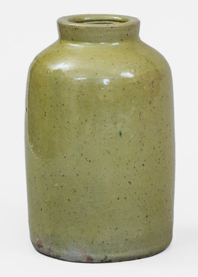 Scarce JOHN BELL, Waynesboro, PA Copper-Glazed Stoneware Canning Jar, c1840-80
