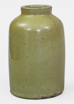 Scarce JOHN BELL, Waynesboro, PA Copper-Glazed Stoneware Canning Jar, c1840-80