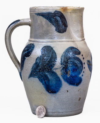 Fine and Scarce JOHN BELL / WAYNESBORO Half-Gallon Stoneware Pitcher w/ Cobalt Floral Decoration
