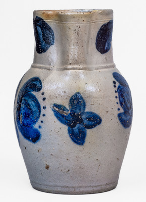 Fine and Scarce JOHN BELL / WAYNESBORO Half-Gallon Stoneware Pitcher w/ Cobalt Floral Decoration