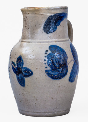 Fine and Scarce JOHN BELL / WAYNESBORO Half-Gallon Stoneware Pitcher w/ Cobalt Floral Decoration