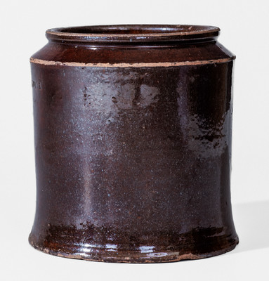 Manganese-Glazed J. BELL (Waynesboro, PA) Redware Jar