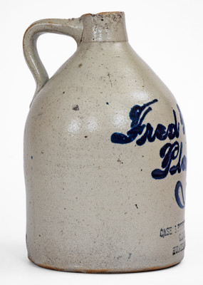 Plainfield, NJ Advertising Jug by Fulper Pottery: CASE S PURE CIDER VINEGAR / CLOVER HILL / HUNTERDON CO.