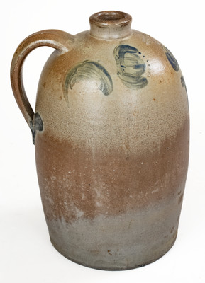 JOHN BELL / WAYNESBORO, PA Stoneware Jug w/ Cobalt Floral Decoration, c1850-80