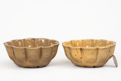 Two Glazed attrib. John Bell, Waynesboro, PA Redware Pudding Molds