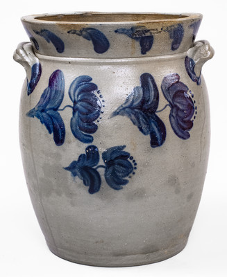 Exceptional Four-Gallon JOHN BELL / WAYNESBORO Stoneware Jar w/ Elaborate Cobalt Floral Decoration