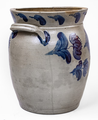 Exceptional Four-Gallon JOHN BELL / WAYNESBORO Stoneware Jar w/ Elaborate Cobalt Floral Decoration