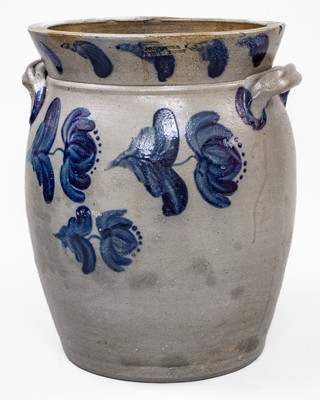 Exceptional Four-Gallon JOHN BELL / WAYNESBORO Stoneware Jar w/ Elaborate Cobalt Floral Decoration