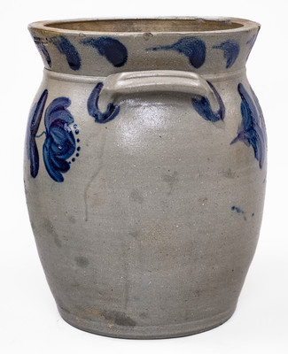 Exceptional Four-Gallon JOHN BELL / WAYNESBORO Stoneware Jar w/ Elaborate Cobalt Floral Decoration