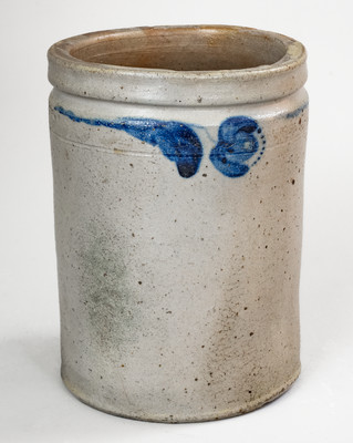 JOHN BELL / WAYNESBORO, PA Stoneware Jar w/ Cobalt Floral Decoration