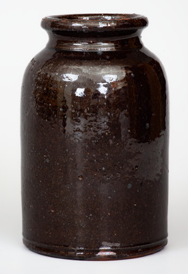 Manganese-Glazed JOHN BELL / WAYNESBORO Redware Canning Jar, c1850-80