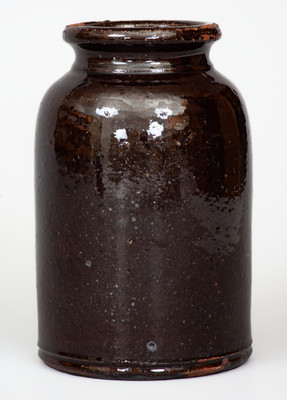 Manganese-Glazed JOHN BELL / WAYNESBORO Redware Canning Jar, c1850-80
