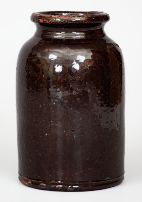 Manganese-Glazed JOHN BELL / WAYNESBORO Redware Canning Jar, c1850-80