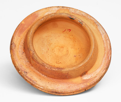 Rare Redware Sugar Bowl Lid w/ Bird Finial, attrib. James C. Mackley or Anthony W. Bacher, Thurmont, MD