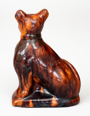 Rare Glazed Redware Figure of a Cat, attributed to John Bell, Waynesboro, PA, c1850-80