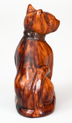 Rare Glazed Redware Figure of a Cat, attributed to John Bell, Waynesboro, PA, c1850-80
