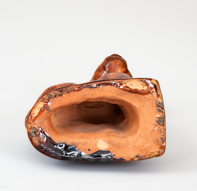 Rare Glazed Redware Figure of a Cat, attributed to John Bell, Waynesboro, PA, c1850-80