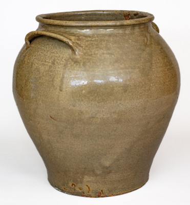 Extremely Important Stoneware Jar att. Enslaved Potter Harry, Pottersville, Edgefield District, SC, Dated 