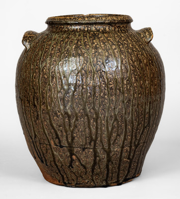 Exceptional Alkaline-Glazed Stoneware Jar attrib. B.F. Landrum Pottery, Horse Creek Valley, Edgefield Dist, SC