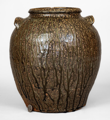Exceptional Alkaline-Glazed Stoneware Jar attrib. B.F. Landrum Pottery, Horse Creek Valley, Edgefield Dist, SC