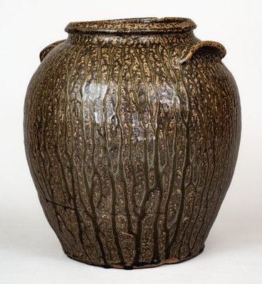 Exceptional Alkaline-Glazed Stoneware Jar attrib. B.F. Landrum Pottery, Horse Creek Valley, Edgefield Dist, SC