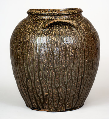 Exceptional Alkaline-Glazed Stoneware Jar attrib. B.F. Landrum Pottery, Horse Creek Valley, Edgefield Dist, SC