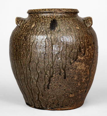 Exceptional Alkaline-Glazed Stoneware Jar attrib. B.F. Landrum Pottery, Horse Creek Valley, Edgefield Dist, SC