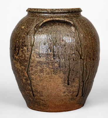 Exceptional Alkaline-Glazed Stoneware Jar attrib. B.F. Landrum Pottery, Horse Creek Valley, Edgefield Dist, SC