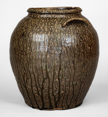 Exceptional Alkaline-Glazed Stoneware Jar attrib. B.F. Landrum Pottery, Horse Creek Valley, Edgefield Dist, SC
