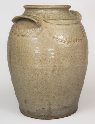 Large Kaolin Slip-Decorated Stoneware Jar attrib. Thomas Chandler, Edgefield District, SC