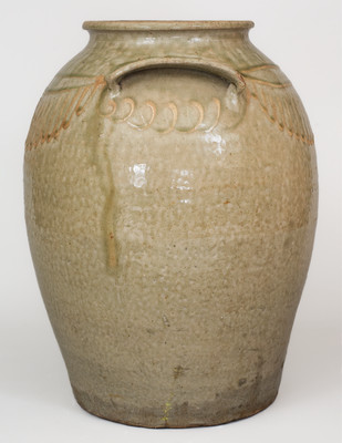Large Kaolin Slip-Decorated Stoneware Jar attrib. Thomas Chandler, Edgefield District, SC