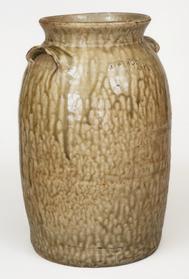 J.P. BODIE / MAKER, Kirksey s Crossroads, Edgefield District, SC, Stoneware Churn, c1870
