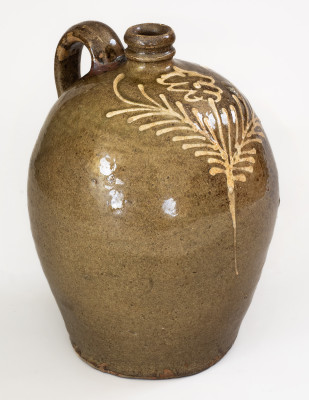 Very Unusual Decorated Edgefield Stoneware Jug with Incised 