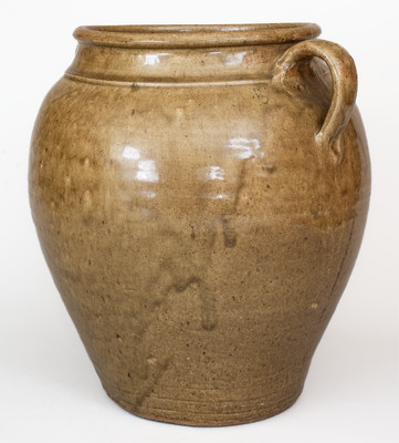 Rare Open-Handled Stoneware Jar w/ Incised
