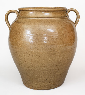 Rare Open-Handled Stoneware Jar w/ Incised 