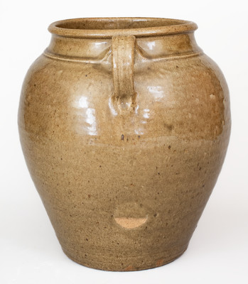 Rare Open-Handled Stoneware Jar w/ Incised 