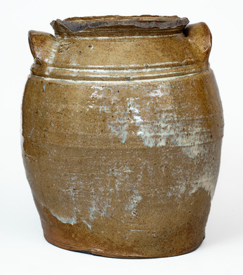 Rare Rutile Decorated Stoneware Jar w/ Incised Horseshoe att. David Drake, Edgefield District, SC, c1852-53