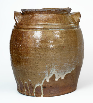 Rare Rutile Decorated Stoneware Jar w/ Incised Horseshoe att. David Drake, Edgefield District, SC, c1852-53