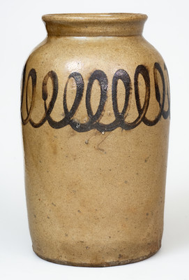 Attrib. Thomas Chandler, Edgefield District, SC Stoneware Jar w/ Iron Slip Decoration