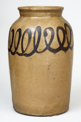 Attrib. Thomas Chandler, Edgefield District, SC Stoneware Jar w/ Iron Slip Decoration