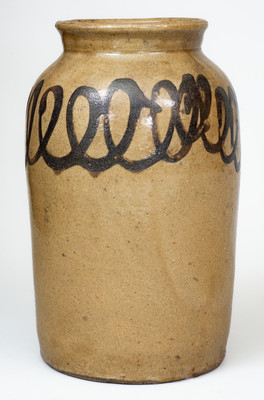 Attrib. Thomas Chandler, Edgefield District, SC Stoneware Jar w/ Iron Slip Decoration