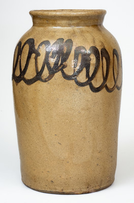 Attrib. Thomas Chandler, Edgefield District, SC Stoneware Jar w/ Iron Slip Decoration
