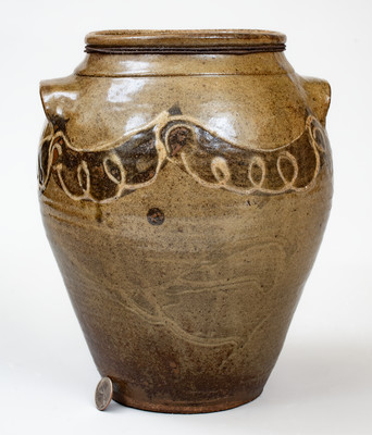 Scarce attrib. Thomas Chandler / Phoenix Factory, Edgefield District, SC Two-Color Slip Stoneware Jar