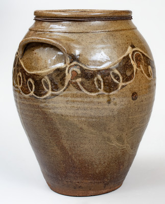 Scarce attrib. Thomas Chandler / Phoenix Factory, Edgefield District, SC Two-Color Slip Stoneware Jar