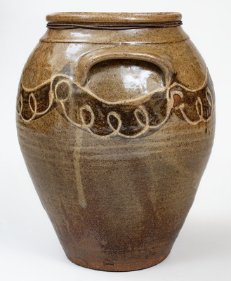 Scarce attrib. Thomas Chandler / Phoenix Factory, Edgefield District, SC Two-Color Slip Stoneware Jar